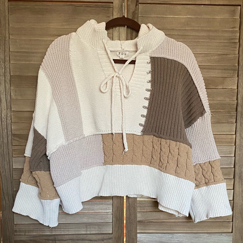 POL Color Block Poncho